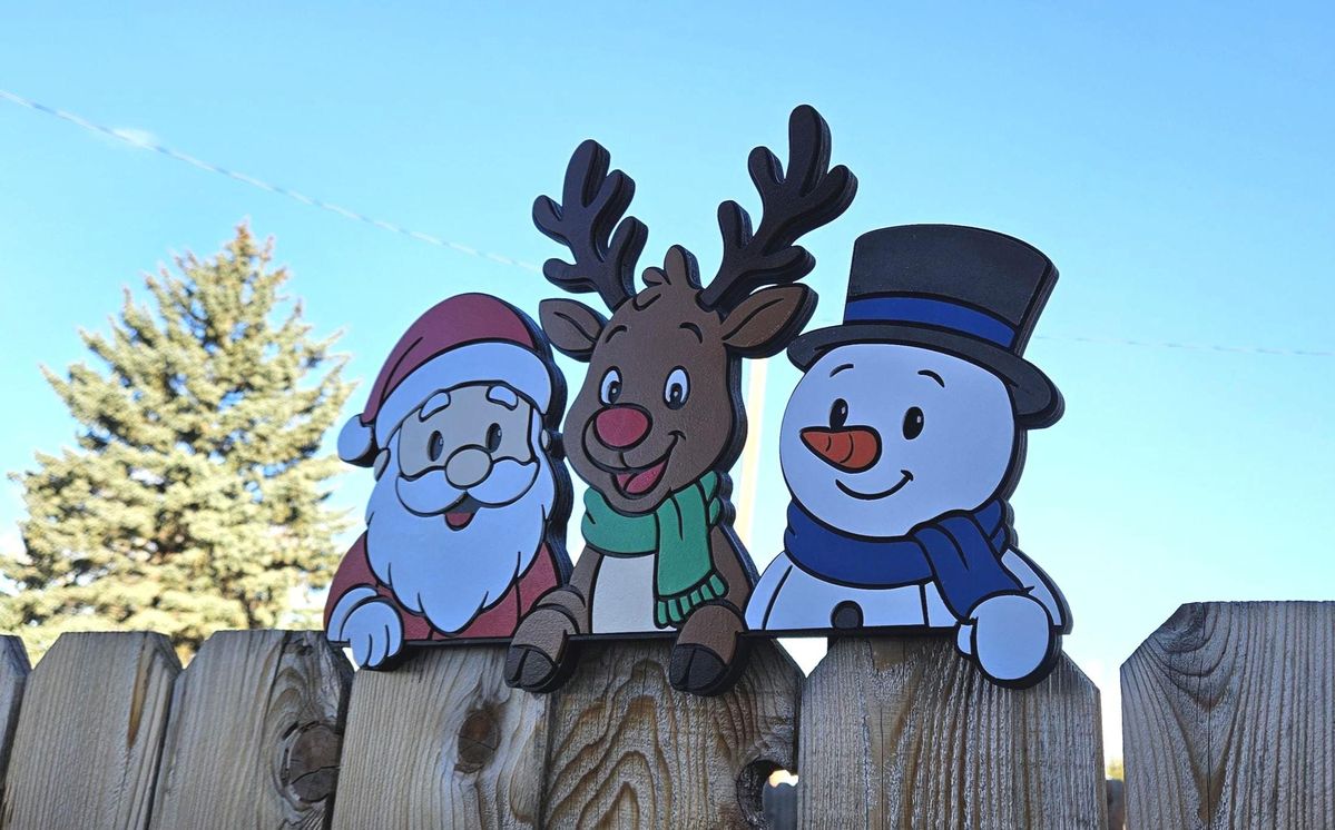 Wooden Christmas fence decoration by Idle Hands Laser Works