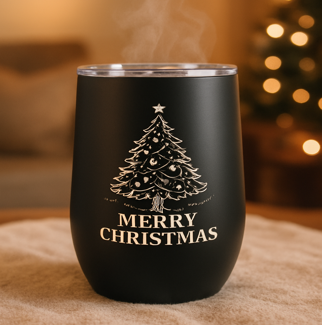 Laser marked personalized Christmas tumblers