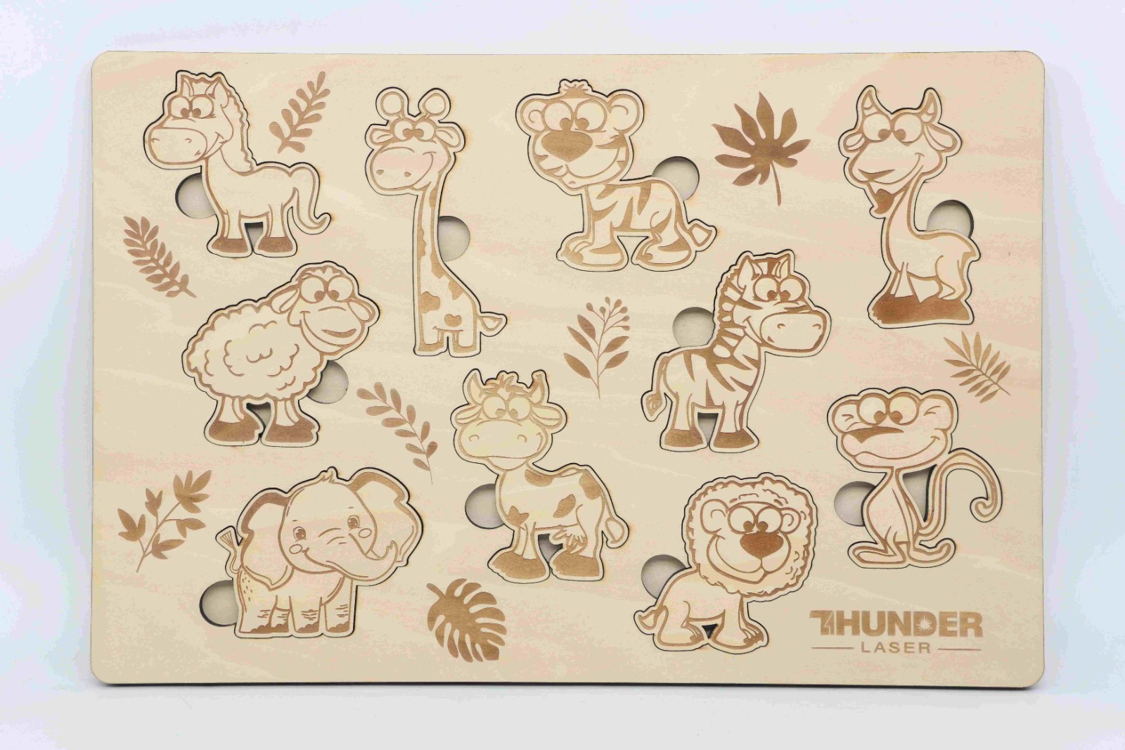 A laser-cut wooden educational puzzle board A laser-cut wooden educational puzzle board
