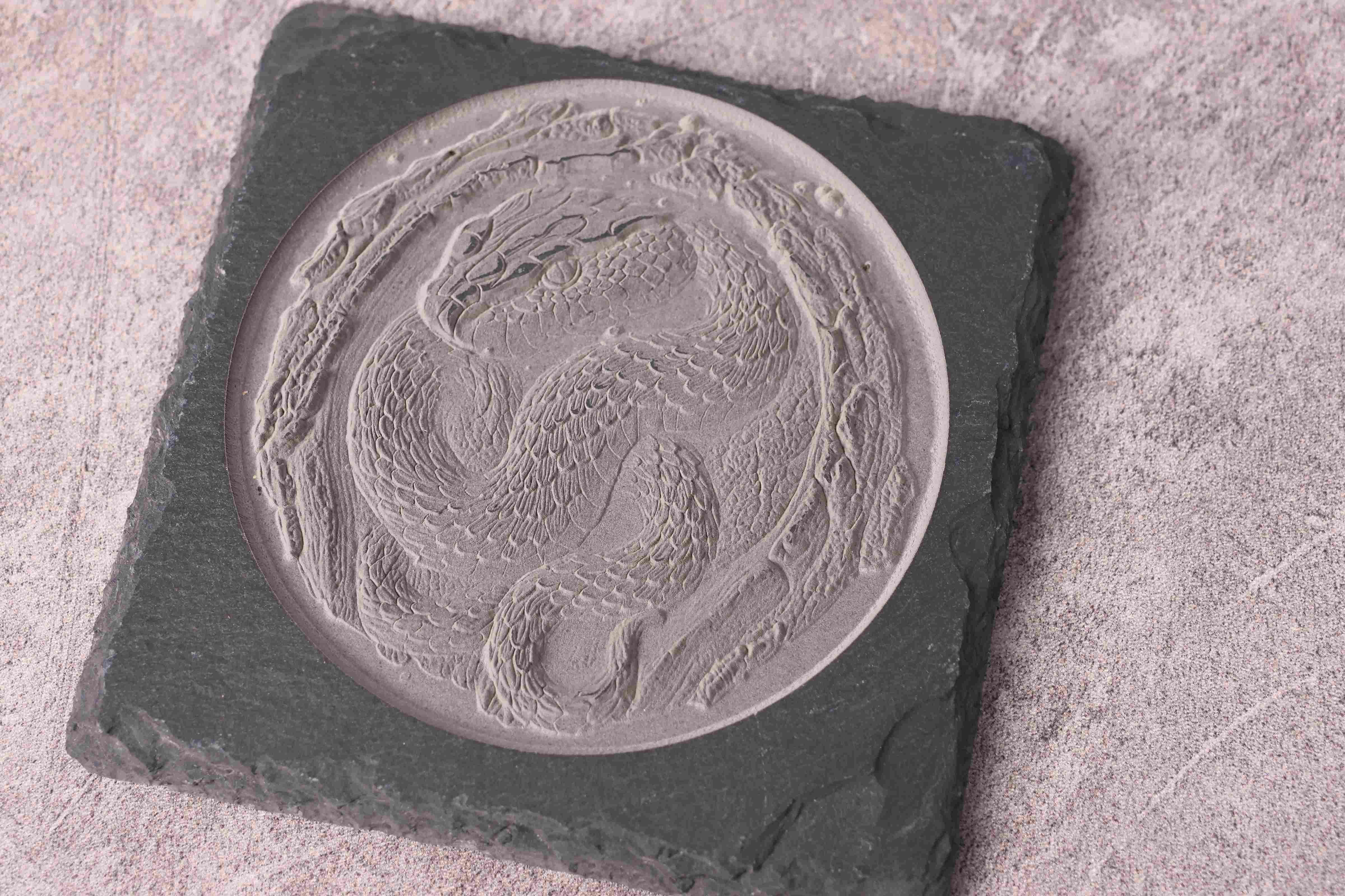 laser mark 3d relief on slate
